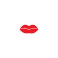 Lips kiss. Vector patch, sticker isolated on white. Cool sexy red kissed. Selphie cartoon Sign for print, in comics, Fashion, pop Royalty Free Stock Photo