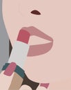 Lips and lipstick, illustration, vector