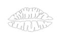 Lips. Lipstick imprint - vector linear image for coloring. Kiss of a woman - template. Outline. Hand drawing.