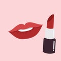 Lips and Lipstick Vector Beauty Logo Illustration