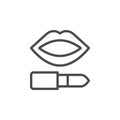 Lips makeup pomade line outline icon