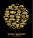 Lips and Moustaches gold set.