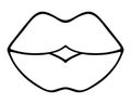 Lips. The mouth is folded into a tube. Sketch. Doodle style