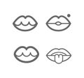 Lips, mouth line icon set