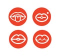 Lips, mouth line icon set