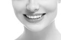 Lips mouth smile woman beautiful pink natural lips female isolated on white monochrome Royalty Free Stock Photo