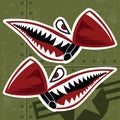 Flying Tiger Shark Mouth Sticker Vinyl on green background Vector 1