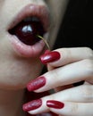 Lips, nail Polish, cherries
