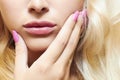 Lips,nails and hair of beautiful blond woman