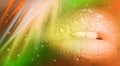 Lips neon glamor disco shiny colorful , unreal, fantasy, card party girl design Royalty Free Stock Photo