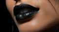 Lips painted black on the cover of \'LIPS\'. Mysterio\'s Lips: Eclipse of Style on the Cover of \'LIPS\'.