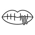 Lips piercing icon, outline style