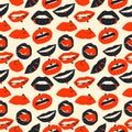 Lips piercing seamless pattern with doodles. V