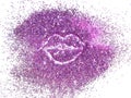 Lips of pink glitter sparkle on white background