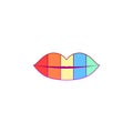 Lips, rainbow, pried icon. Element of color world pride day icon. Premium quality graphic design icon. Signs and symbols