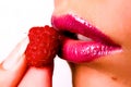 Lips with a raspberry