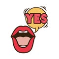 Lips saying yes avatar character