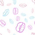Lips seamless pattern. Colorful lips on a white background for design of paper Royalty Free Stock Photo