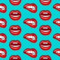 Lips Seamless Pattern in Retro Pop Art Style