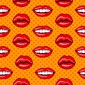 Lips Seamless Pattern in Retro Pop Art Style