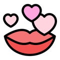 Lips sense icon color outline vector