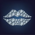 Lips shape made up a lot of diamonds