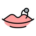 Lips shape piercing icon color outline vector