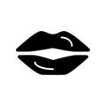 Lips simple vector icon. Black and white illustration of lips. Solid linear icon.