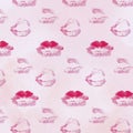 Lips stamps pattern, Love pattern with lips. Valentines Day background