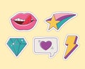 Lips star diamond love patch fashion decoration icon