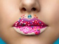 Lips with sweet donut makeup Royalty Free Stock Photo