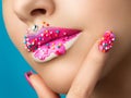 Lips with sweet donut makeup Royalty Free Stock Photo