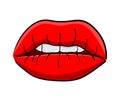 Lips with teeth cartoon vector symbol icon design. Beautiful ill