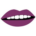 Lips on a white background. illustration for design. purpl