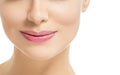 Lips woman beauty healthy skin close up natural lipstick pink red isolated on white Royalty Free Stock Photo