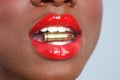 Lips of a Woman With A Bullet and Smoke Royalty Free Stock Photo