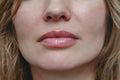 Lips woman close up view near Royalty Free Stock Photo