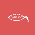 Lips zipped. Woman`s mouth with zipper closing lips shut. Concept of shut up, keeping quiet. Vector illustration, flat design Royalty Free Stock Photo