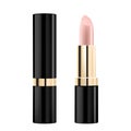 Lipstick black tube template, Realistic mockup for decorative female cosmetics. 3d realistic packaging, opened and closed with cap