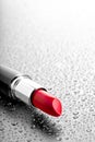 Lipstick closeup water drops Royalty Free Stock Photo