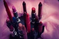 Lipstick collection fashion with pink background