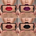 Lipstick color palette. Bright lip makeup