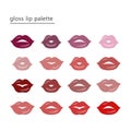 Lipstick color palette. Set of female sexy beautiful lips Royalty Free Stock Photo