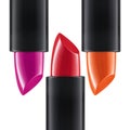 Lipstick Colors. Different Shapes Of Makeup Product. Royalty Free Stock Photo