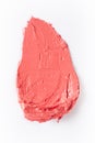 Lipstick, coral red stroke on white Royalty Free Stock Photo