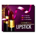 Lipstick Cosmetics Advertising Banner Vector