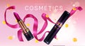 Lipstick cosmetics make up with confetti banner