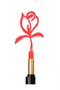 Lipstick & drawen rose Royalty Free Stock Photo