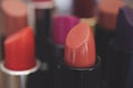 Lipstick. Fashion Colorful Lipsticks over black background. Royalty Free Stock Photo