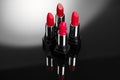 Lipstick. Fashion red Colorful Lipsticks on black and white background Royalty Free Stock Photo